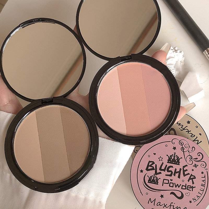MAXFINE GRADIENT 3 in 1 Natural Velvet Cream Rose Blush Contour Highlighter - Image 7