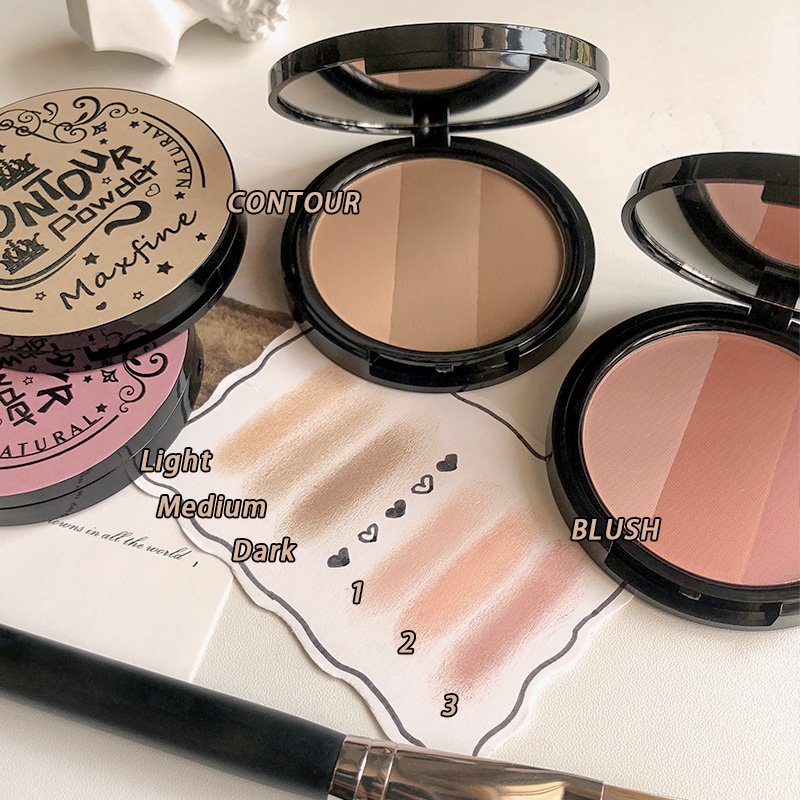 MAXFINE GRADIENT 3 in 1 Natural Velvet Cream Rose Blush Contour Highlighter - Image 6