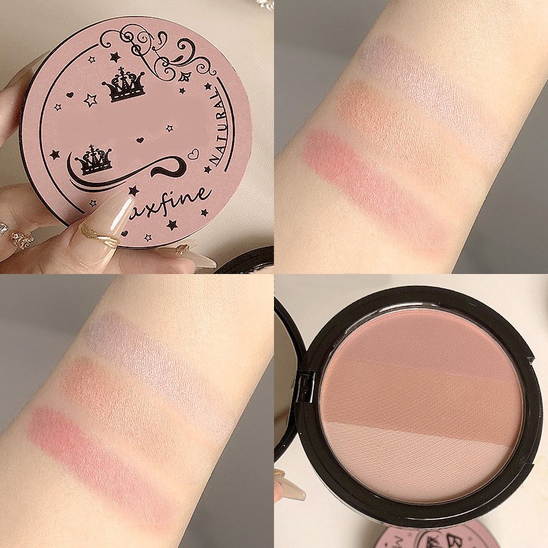 MAXFINE GRADIENT 3 in 1 Natural Velvet Cream Rose Blush Contour Highlighter - Image 2