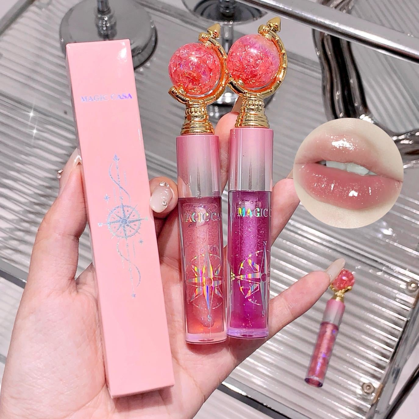 MAGIC CASA Magic Globe Mirror Shimmer Peach Jelly Lip Oil