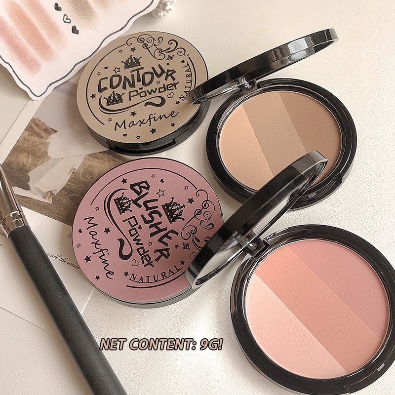 MAXFINE GRADIENT 3 in 1 Natural Velvet Cream Rose Blush Contour Highlighter