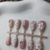 1000057945 Rose Shimmer White Floral Rhinestone 3D Press-On Nails