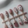 1000057947 Rose Shimmer White Floral Rhinestone 3D Press-On Nails