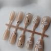 Nude Crystal Leaf 3D Press-On Nails