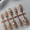 Nude Crystal Leaf 3D Press-On Nails
