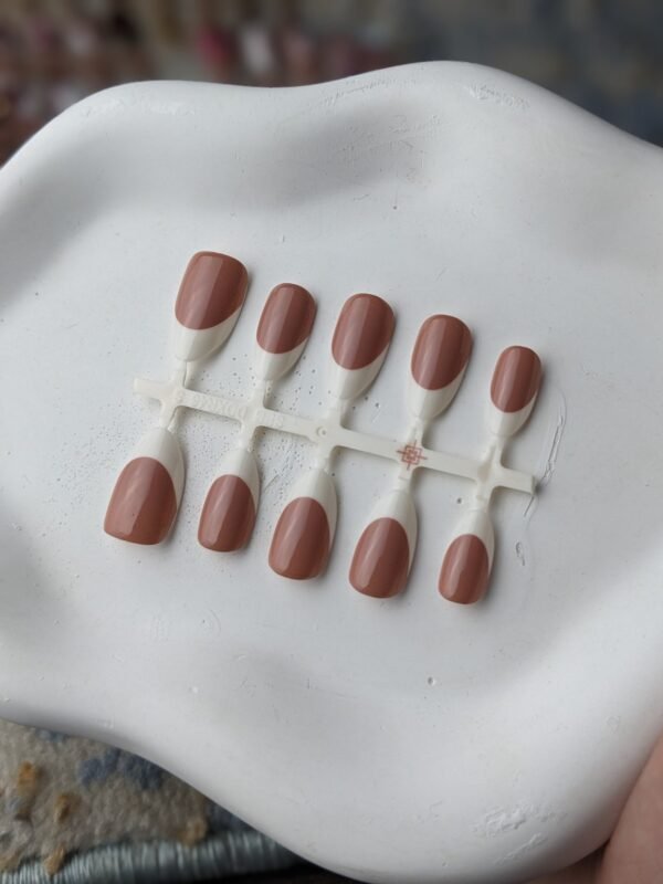 1000057968 Mocha French Tip Press-On Nails