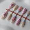 1000057971 Pastel Pink Blue 3D Floral Press-On Nails
