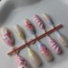 1000057972 Pastel Pink Blue 3D Floral Press-On Nails