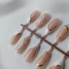 1000057974 Blush White Gold Floral 3D Press-On Nails