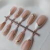 1000057975 Blush White Gold Floral 3D Press-On Nails