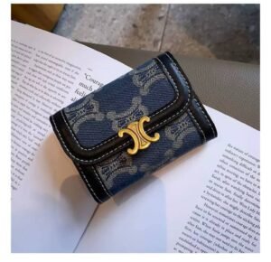 1000058473 Vintage Denim Multi-Slot Card Holder Wallet