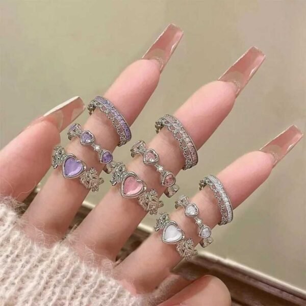 3-piece-heart-bow-ring-set-01 3-Piece Heart & Bow Ring Set