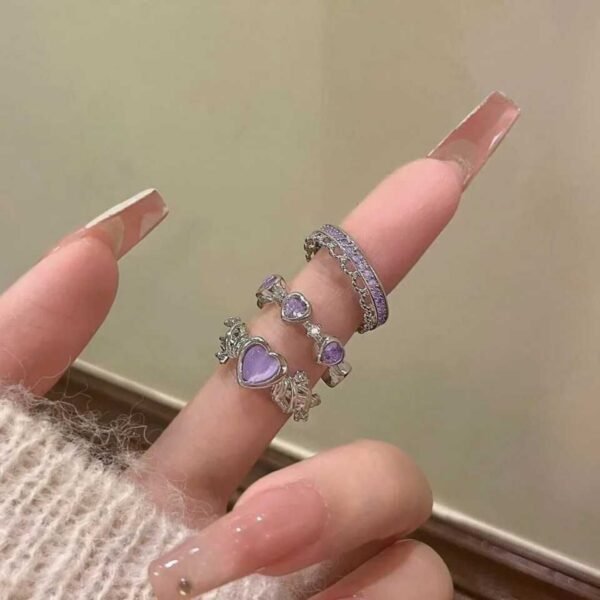 3-piece-heart-bow-ring-set-02 3-Piece Heart & Bow Ring Set