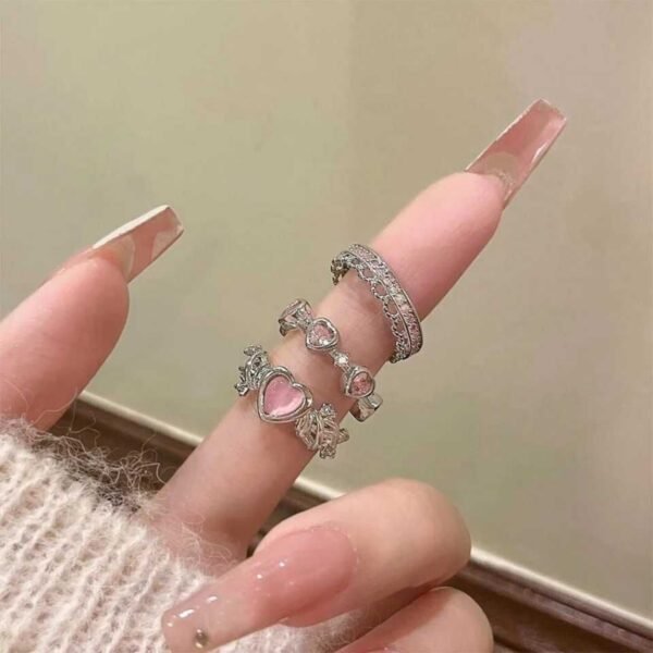 3-piece-heart-bow-ring-set-03 3-Piece Heart & Bow Ring Set