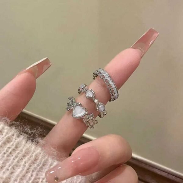 3-piece-heart-bow-ring-set-04 3-Piece Heart & Bow Ring Set