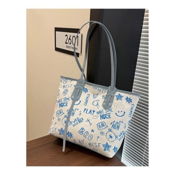 blue-graphic-print-tote-bag Blue Graphic Print Tote Bag