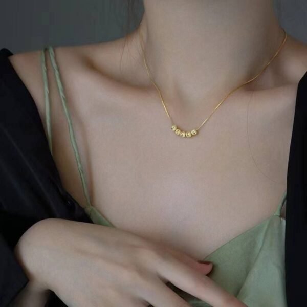 five-bead-titanium-steel-necklace-01 Five-Bead Non-Fading Titanium Steel Necklace