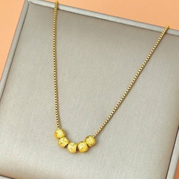 five-bead-titanium-steel-necklace-03 Five-Bead Non-Fading Titanium Steel Necklace
