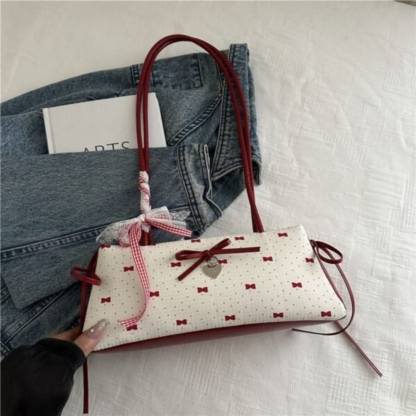 Korean Bow Armpit Shoulder Bag - Red