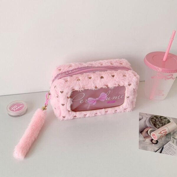 korean-kawaii-bow-plush-pencil-makeup-bag-01 Korean Kawaii Bow Plush Pencil & Makeup Bag