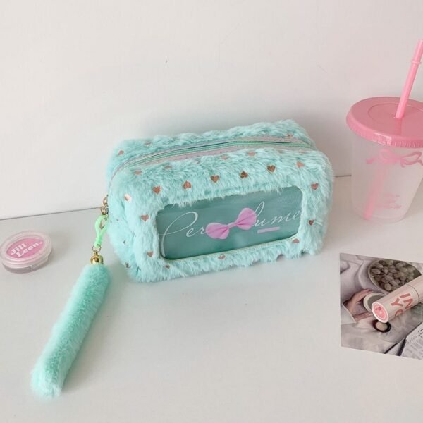 korean-kawaii-bow-plush-pencil-makeup-bag-02 Korean Kawaii Bow Plush Pencil & Makeup Bag