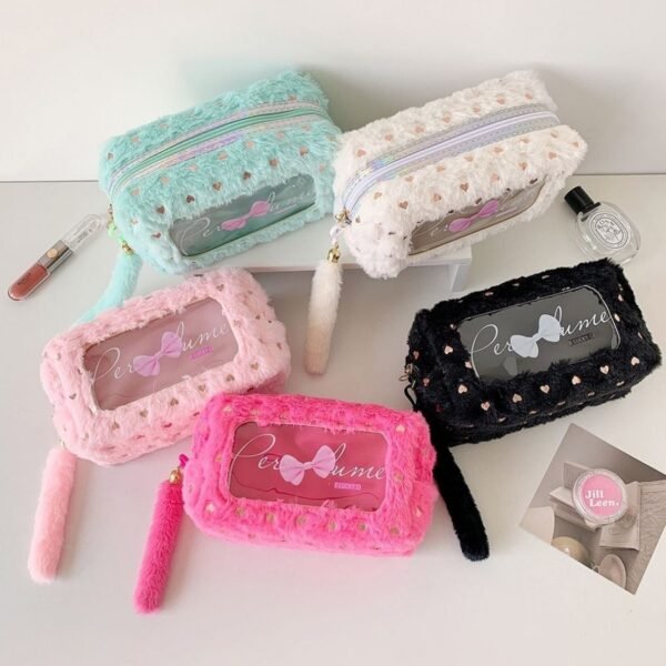 korean-kawaii-bow-plush-pencil-makeup-bag-07 Korean Kawaii Bow Plush Pencil & Makeup Bag