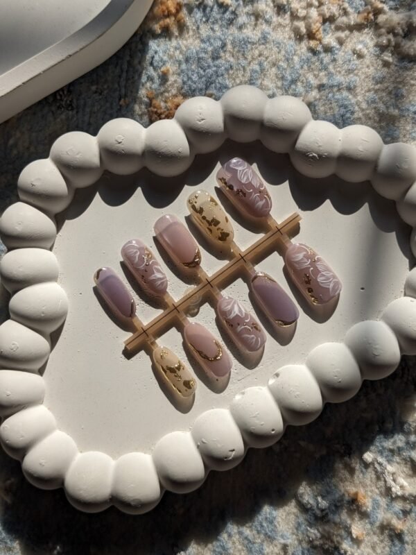 lilac-floral-gold-foil-press-on-nails Lilac Floral Gold Foil Press-On Nails