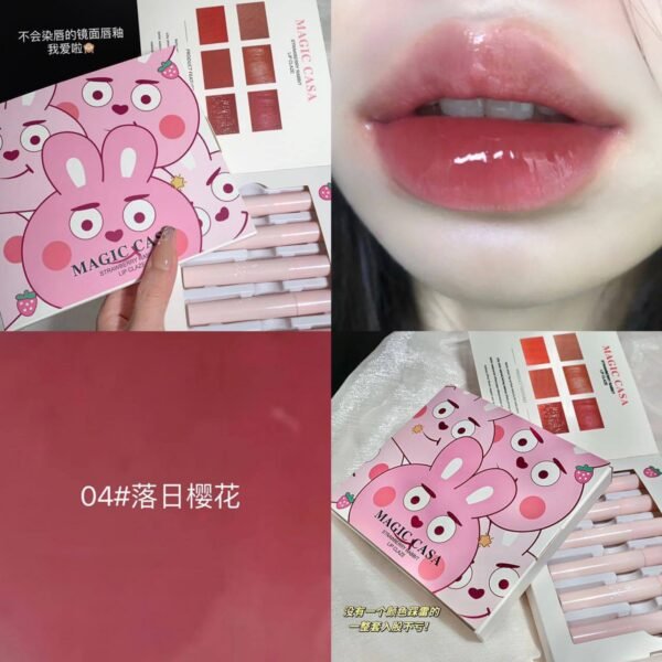 MAGIC CASA Strawberry Rabbit Water-Light Lip Glaze 6-Piece Set