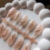 nude-gold-abstract-floral-press-on-nails-02 Nude Gold Abstract Floral Press-On Nails Set