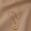 peach-blossom-18k-gold-plated-titanium-steel-necklace-01 Round Peach Blossom 18K Gold-Plated Titanium Steel Necklace