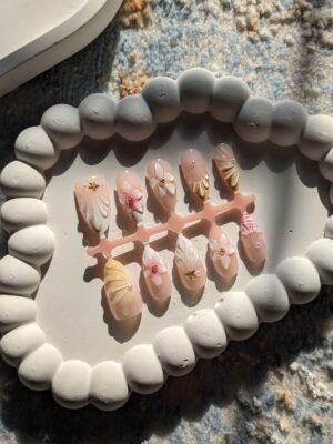 Pearl Blossom Floral Press-On Nails