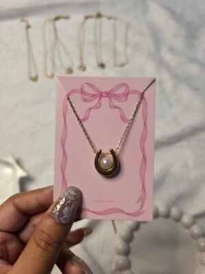 Pearl Horseshoe Stainless Steel Pendant Necklace for Women