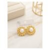 Pearl Stainless Steel Braided Round Earrings