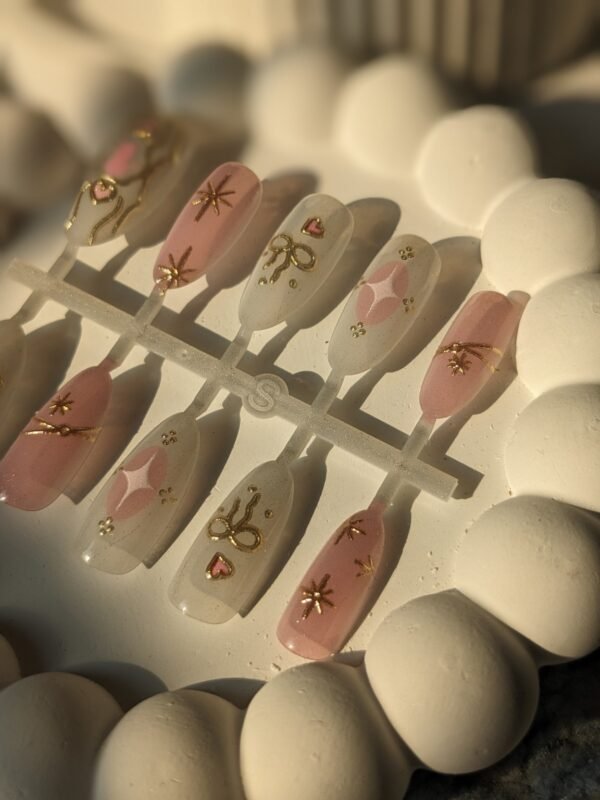 pink-pearl-bow-star-press-on-nails-02 Pink Pearl Bow & Star Press-On Nails Set