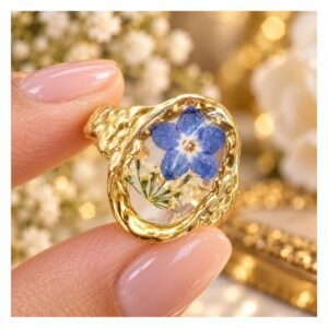 pressed-flower-ring-blue-flower-organic Pressed Flower Resin Ring - Blue Flower Organic