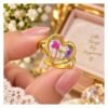 Pressed Flower Resin Ring - Three Flower Heart