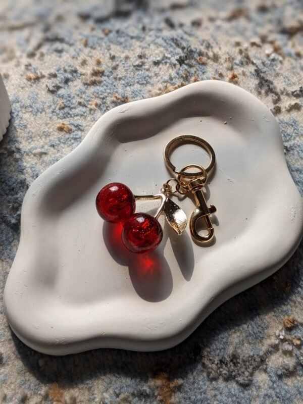 red-cherry-key-ring-01 Red Cherry Key Ring with Gold-Tone Clip โ Cute Bag & Key Charm
