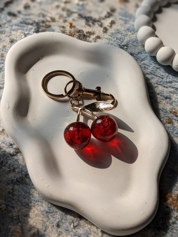 red-cherry-key-ring-03 Red Cherry Key Ring with Gold-Tone Clip โ Cute Bag & Key Charm