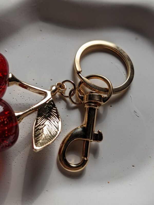 red-cherry-key-ring-04 Red Cherry Key Ring with Gold-Tone Clip โ Cute Bag & Key Charm