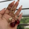 red-cherry-key-ring-06 Red Cherry Key Ring with Gold-Tone Clip โ Cute Bag & Key Charm