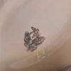 Stainless Steel Blue Butterfly Crystal Finger Ring