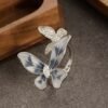 Stainless Steel Blue Butterfly Crystal Finger Ring