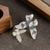 Stainless Steel Blue Butterfly Crystal Finger Ring