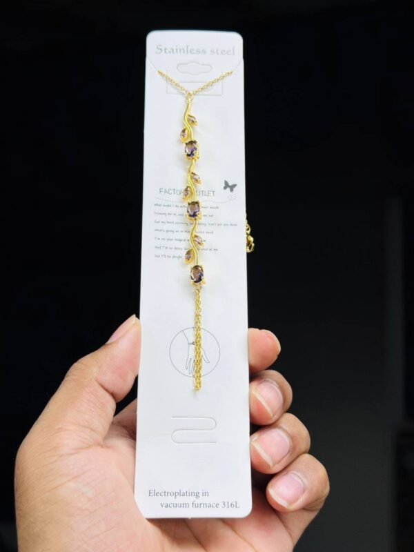 tulip-aliban-hand-chain-champagne Tulip Aliban Gold-Toned Hand Chain for Women - Champagne
