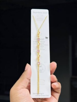 tulip-aliban-hand-chain-pink Tulip Aliban Gold-Toned Hand Chain for Women - Pink