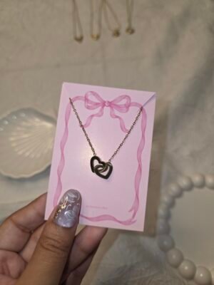 Two-Tone Interlocking Hearts Stainless Steel Necklace for Women
