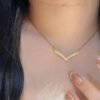 v-shaped-diamond-style-pendant-necklace-01 V-Shaped Full Diamond-Style Pendant Necklace