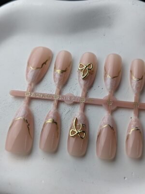 blush-bow-gold-3d-press-on-nails-01 Blush Bow Gold 3D Press-On Nails