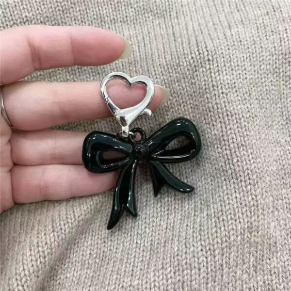 Glossy Bow Heart Clasp Key Ring