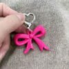Glossy Bow Heart Clasp Key Ring